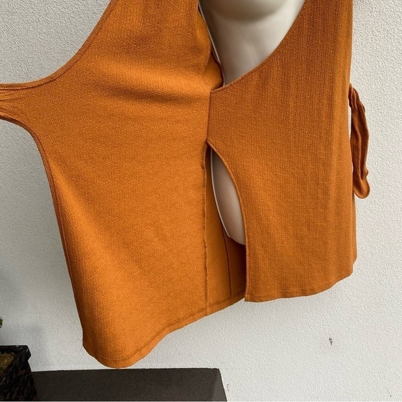 Madewell Texture & Thread Faux Wrap Side Tie Dress in Mustard Yellow Ochre Sz S - Picture 2 of 6